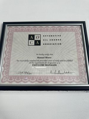 AOCA Certificate