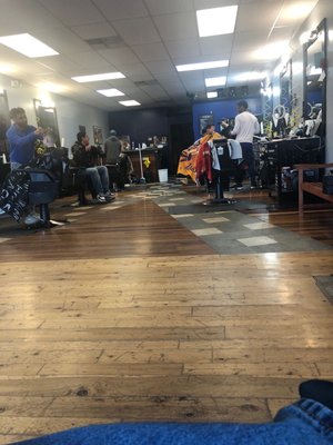 Inside barber shop