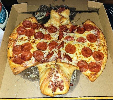 I had to try "The BATMAN Pizza Calzoney."