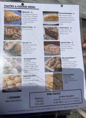 Pastry & Cookie Menu