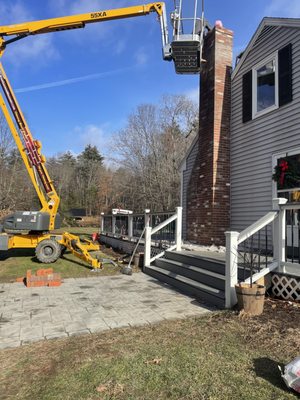 Using the Lift for chimney work.