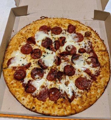 Extra cheese pepperoni pizzas