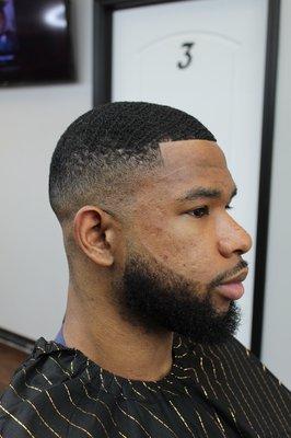 Mid fade w/ beard trim/line up