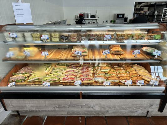 Sandwich and salad display as you enter on the far left.