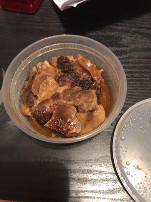 Bones and fat on the oxtails. Very small not even enough for one person.