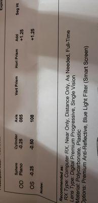 A 2nd prescription from my 4/2022 eye exam. How does 1 exam = 2 completely different prescription? That was my first red flag!