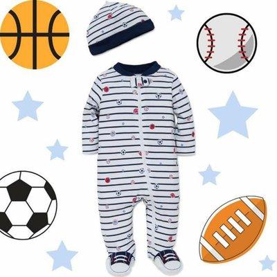 Little Me sport print 2pc footie