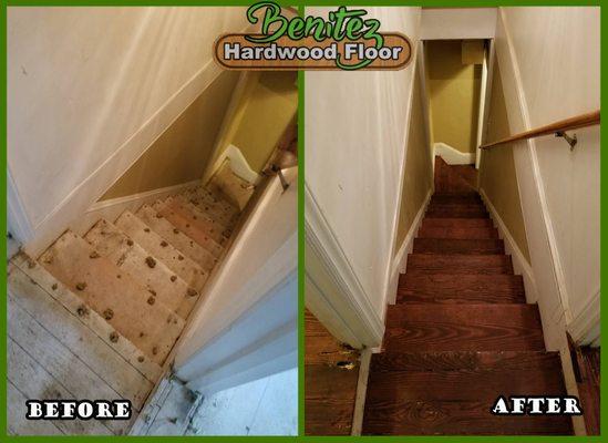 Installation of hardwood floor to stairs