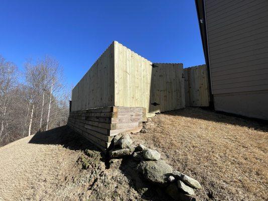 Backyard. They took down the Retention wall and put the new fence up.