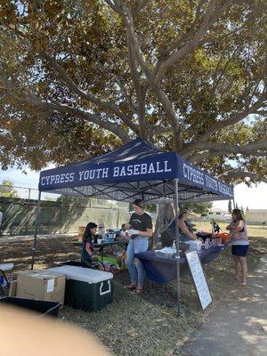 Food for everyone, support Cypress Youth Baseball leagues. Located in the back of the park near newly remodeled bathrooms.