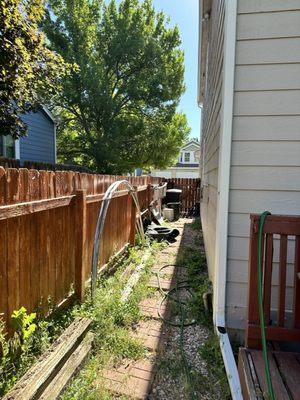 Before sidewalk from backyard to front of house.