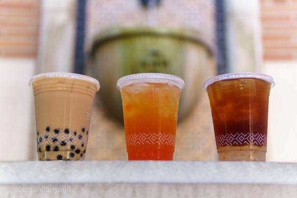 Boba Milk Tea, Premium Jasmine Green Tea and Oolong Black Tea