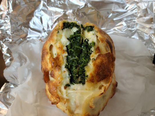 Spinach and cheese calzone