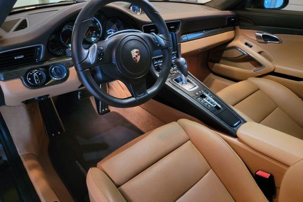 Porsche Interior with leather conditioning