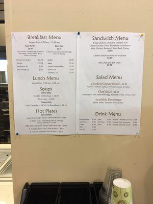 The menu