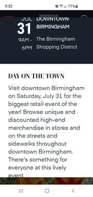 Information about today's Shopping Outdoor Summer-time Event!  7/31/2021