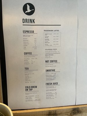 Drink menu