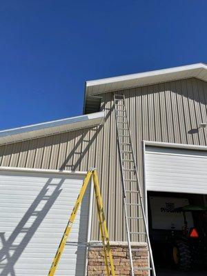 Sanded and Painted trim on large garage/shed