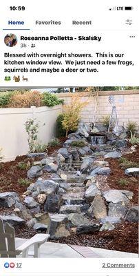 35 foot pondless waterfall and stream designed by The Pond Pros of Southern California Making peoples lives beautiful  760-265-8332