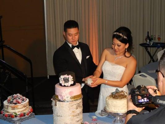 all 3 cakes were delicious and beautiful! the main one had chalkboard design with flowers! Very rustic