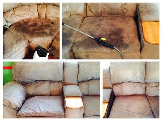 This microfiber couch had seen better days, between pets, kids and more. Look at it now!