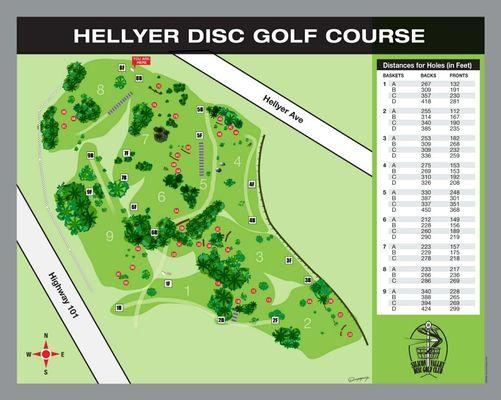 Hellyer disc golf course map