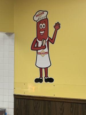 Iconic mascot at the Brighton Hot Dog Shoppe in Beaver, PA.