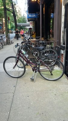 My rental bike outside the shop.