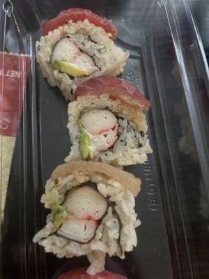 Rainbow roll with grocery store crab