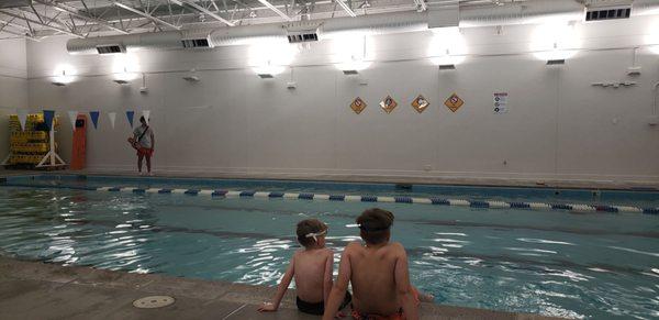 Waiting for swim lessons to start.