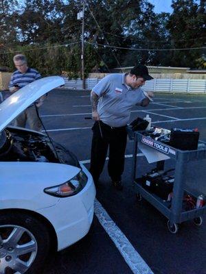 Jose came out and helped our daughter install her battery. Very sweet!