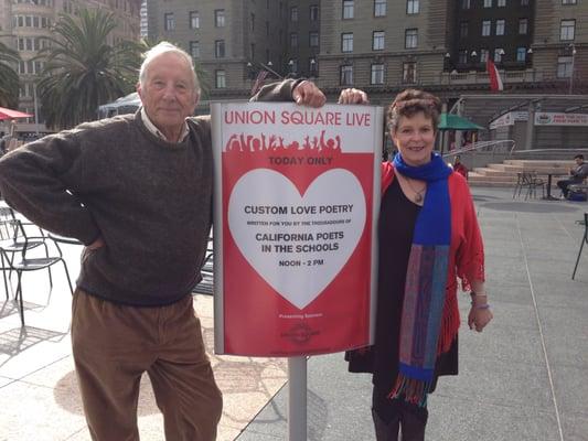 CPITS poets Cathy Evans and Emmanuel Williams who both wrote "Love Poems' for the public. A fun time had by all!!