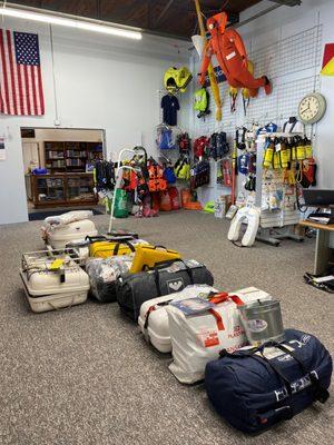 We have Life Rafts, PFD's and Courtesy Flags.