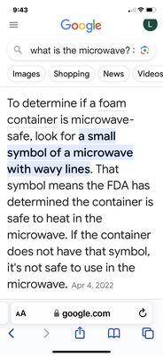 Google - microwave styrofoam