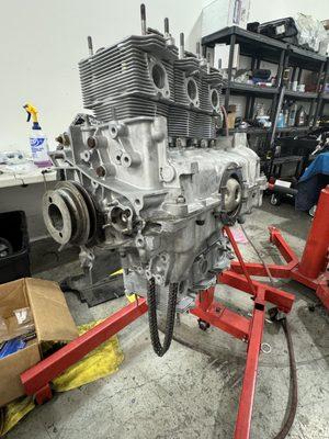 This is an older Porsche Boxster engine in progress of being built!