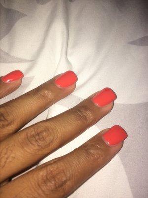 Quick service but they do tend to get busy during the afternoon hours. I did a silk nail extension with gel color.