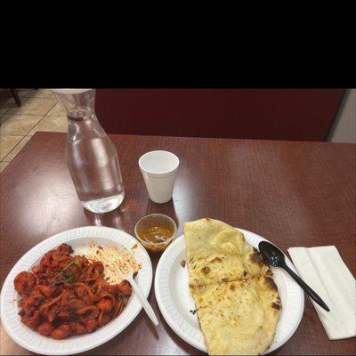 WOW.. CHICKEN 65 FP and Butter Naan this taste great That the flavors are fighting all over my tongue!!