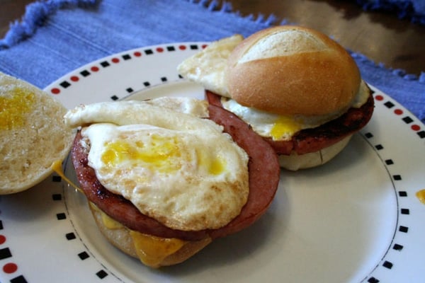 pork roll on a hard roll with egg and cheese