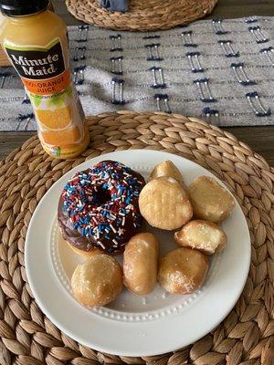 Chocolate Top Donut and Glazed Donut Holes