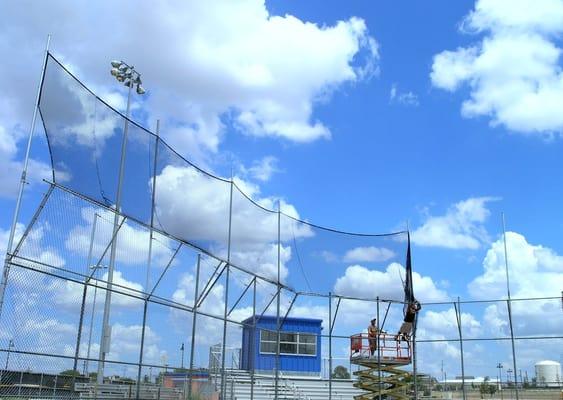 Commercial Chain Link Fence - Baseball Backstop Fencing with Baseball Netting for Lehman High School - Go Lobos!