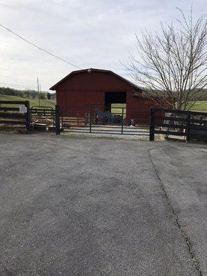 Our beautiful barn surrounded by mountains.  Such a beautiful spot.