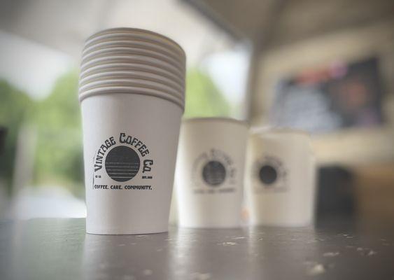 Stamped to-go cups.