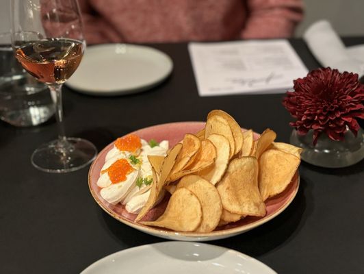 Whipped Lebnah with homemade chips