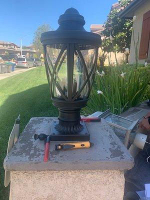 Setting up an outdoor lighting fixtures. Low voltage 12 v ,