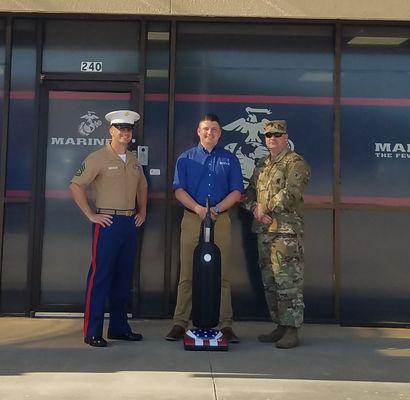 Nathan from Big D Vacuum Presents USA Riccar to the  Armed Forces Careeer Ctr. located in Lewisville,TX