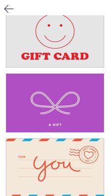 E gift card designs