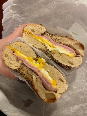 Ham Ham, Egg and Cheese on bagel