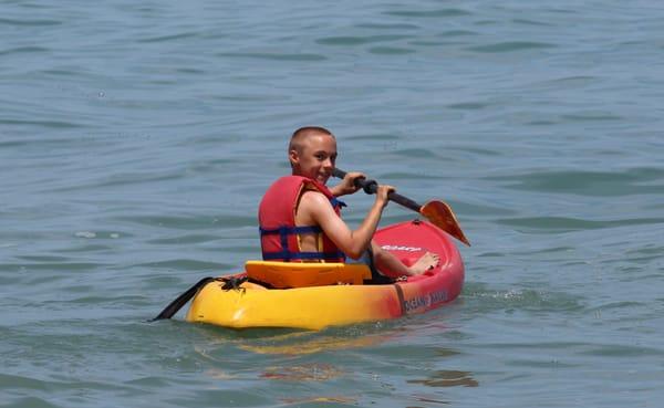 Kayaking in Lake Michigan.