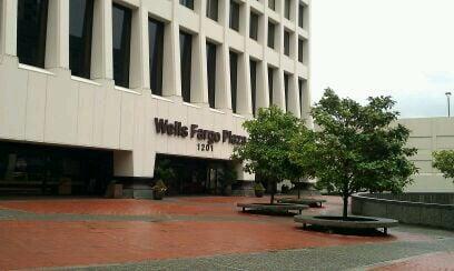 Building entrance. Wells Fargo plaza building, tallest building in tacoma