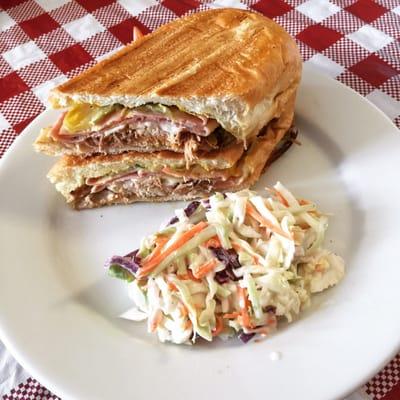 Our Cuban sandwich with a side of homemade coleslaw.